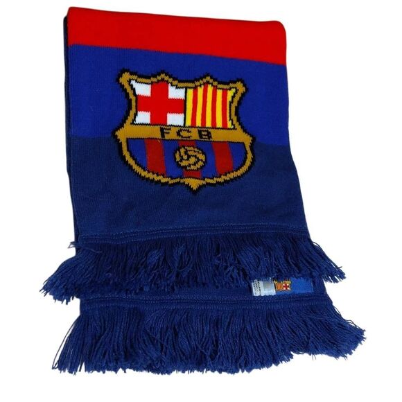 FBC Barcelona Authentic Official Licensed Reversible Soccer Scarf Winter Blue NW - Picture 7 of 11